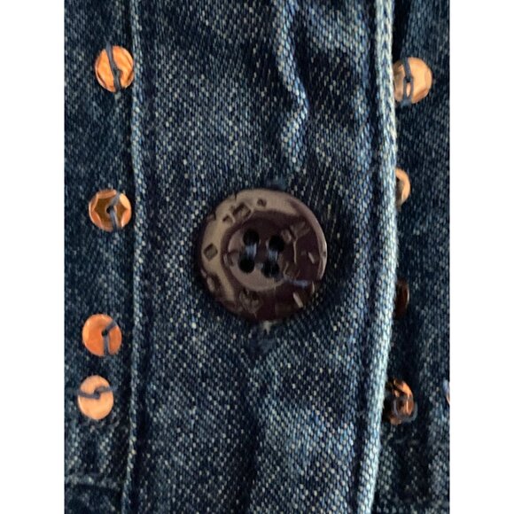 VTG New Direction Woman Denim Shirt Jacket LS Copper Sequin Double Breast 3X - Picture 7 of 10